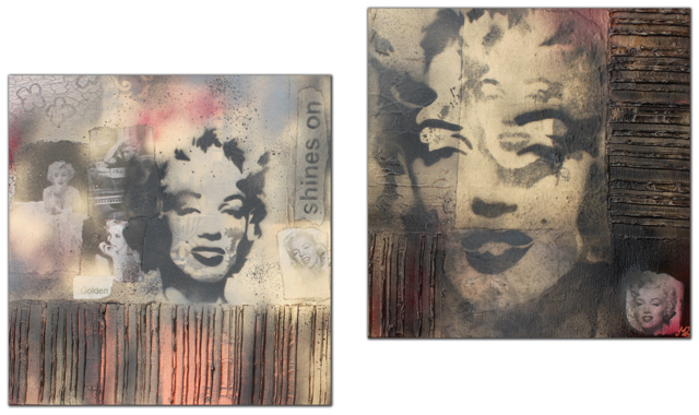 “Marilyn Shines On”, 
$135 (set of 2)
35cm x 35cm(each canvas)