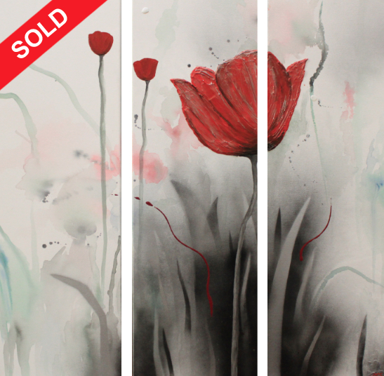 “Amongst a Tulip Haze”, 
$350 SOLD
30.5 x 91cm (each canvas)